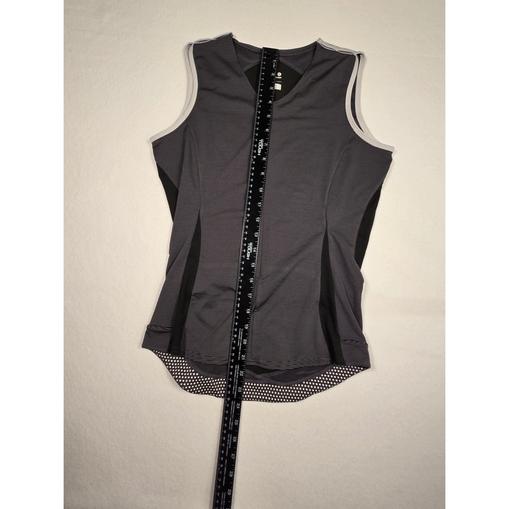 Bontrager Cycling Tank Women Small Gray Striped Sleeveless Zip Back Rear Pockets - Picture 5 of 7